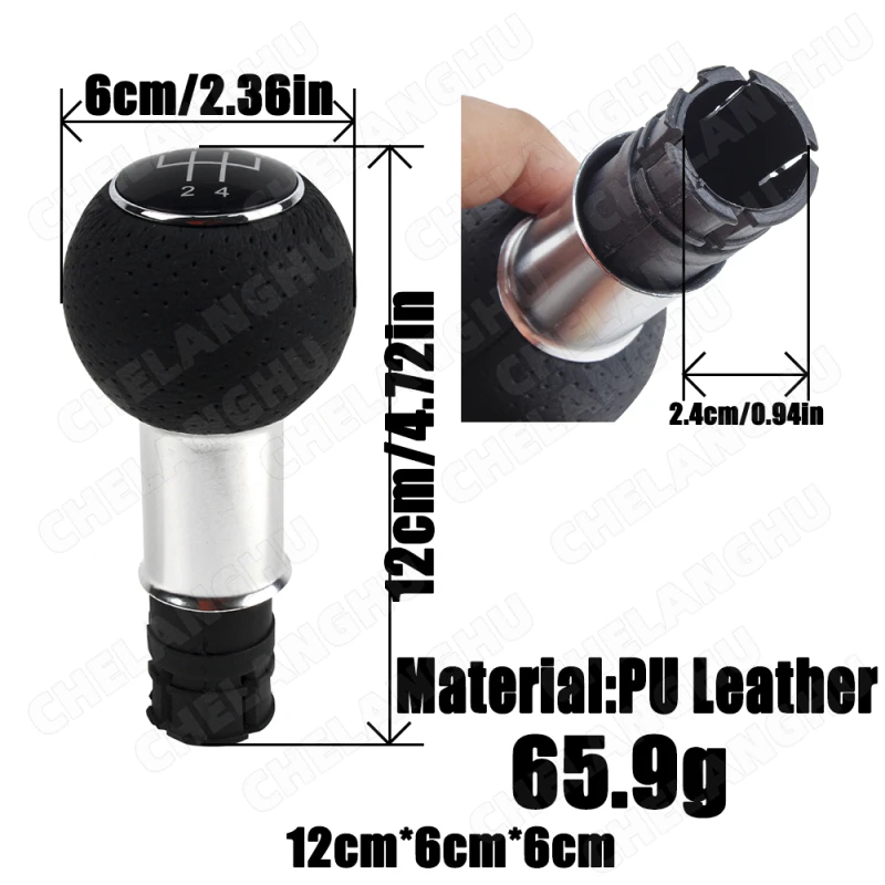 5 Speed Gear Shift Knob Silver Black Cap Fit for Audi A3