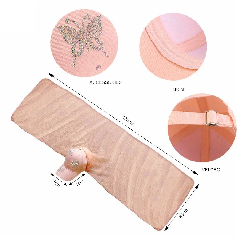 Musilm feminino hijab com base bola boné diamantes borboleta verão esportes boné com hijabs pronto para usar esporte instantâneo hijabs verão