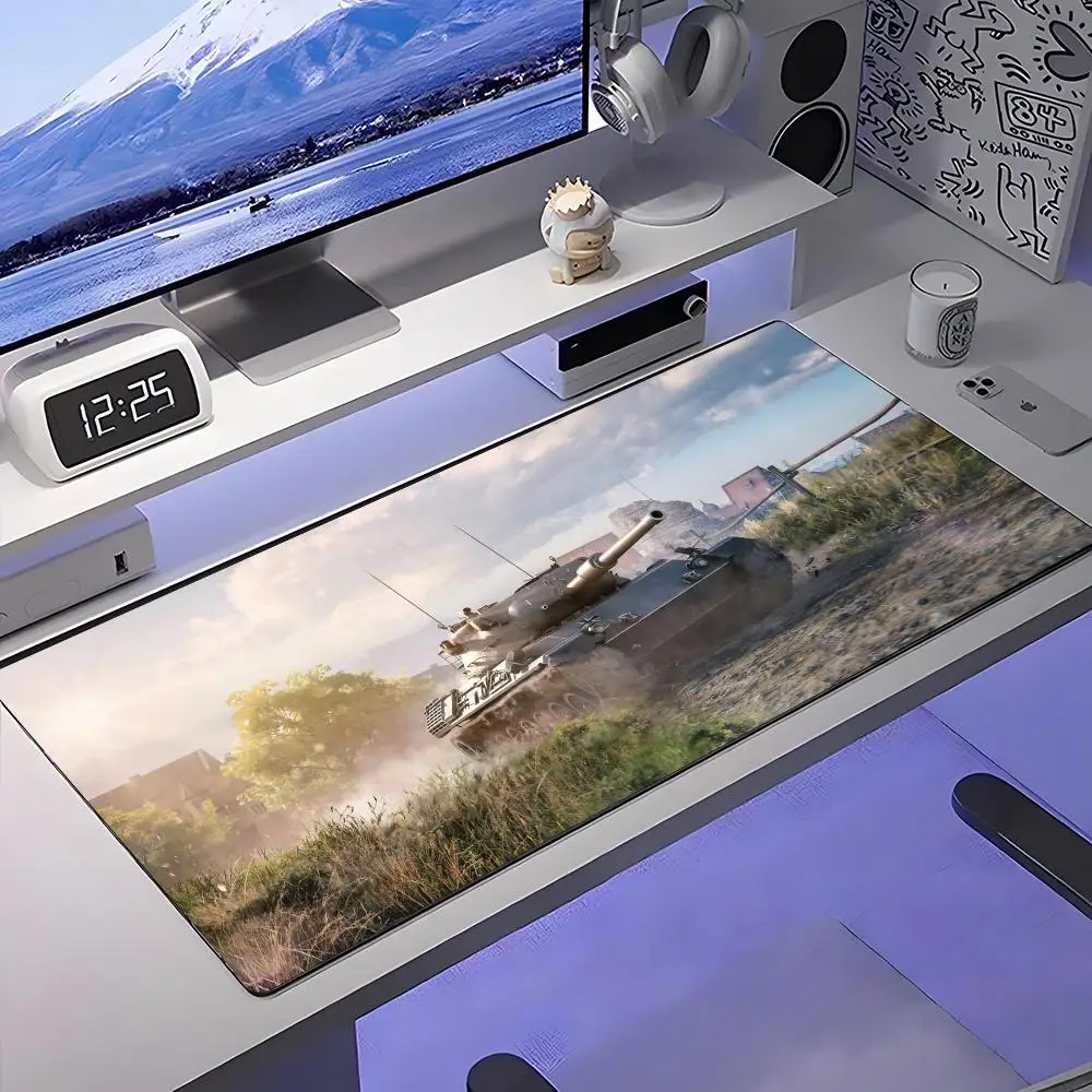لوحة ماوس W-World Of Tanks كبيرة مضادة للانزلاق من المطاط للألعاب، وسادة مكتب متينة بحافة سميكة مناسبة للمكتب والألعاب #1