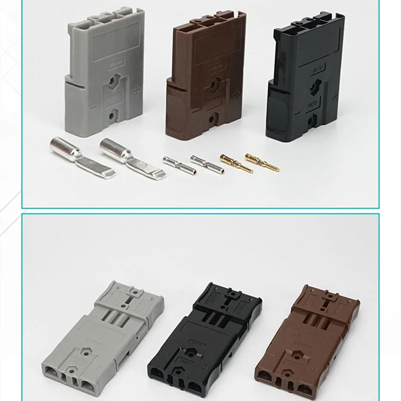 SBS75X Anderson 75A ปลั๊กเอาต์พุต600V แบตเตอรี่ลิเธียม Lipo Lifepo4แบตเตอรี Dc ปลั๊กสีดำสีน้ำตาลสีเทา