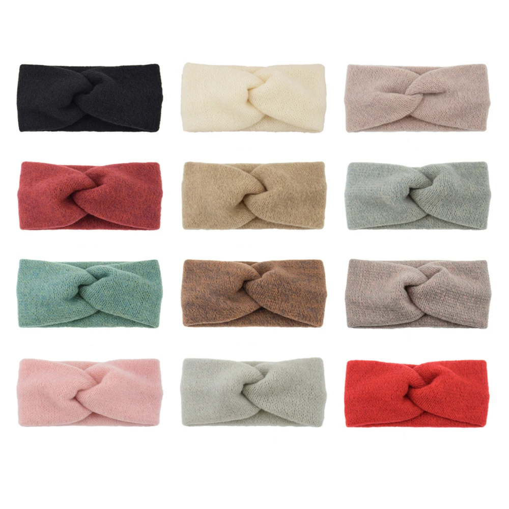 Korean Style Mohair Wide Cross Headbands for Woman Solid Hairband Elastic Sports Yoga Headwear Girls Hair Accessories New