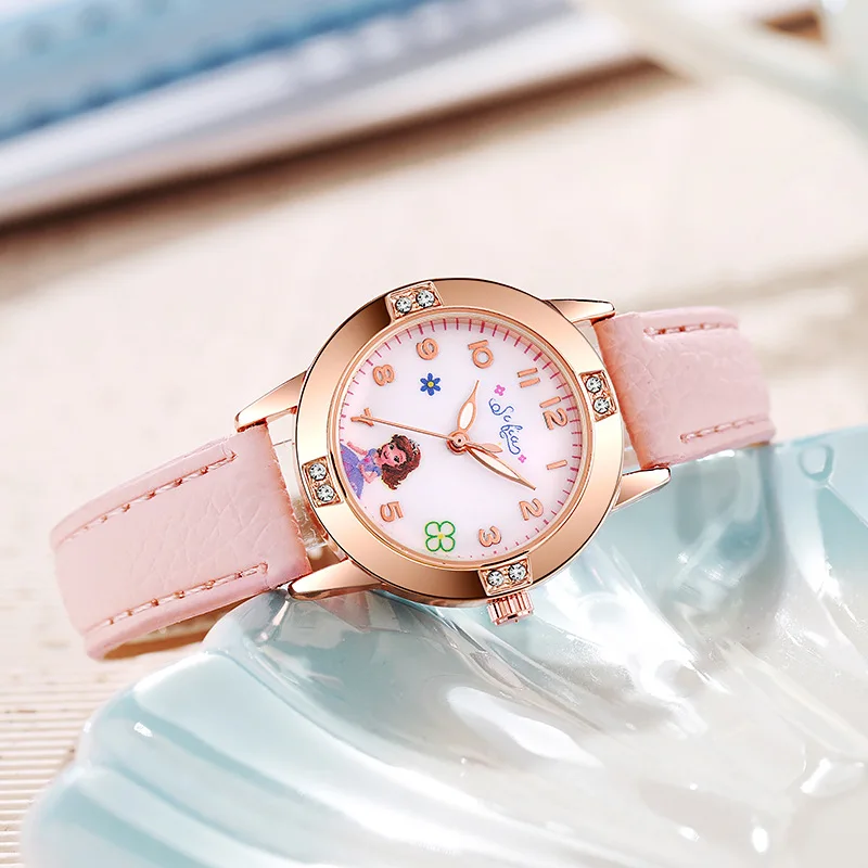 Disney Children's Watches Kids Boys Girls Cute Cartoon Sofia Princess Aisha Diamond Wristwatch Student Quartz Watch Gift