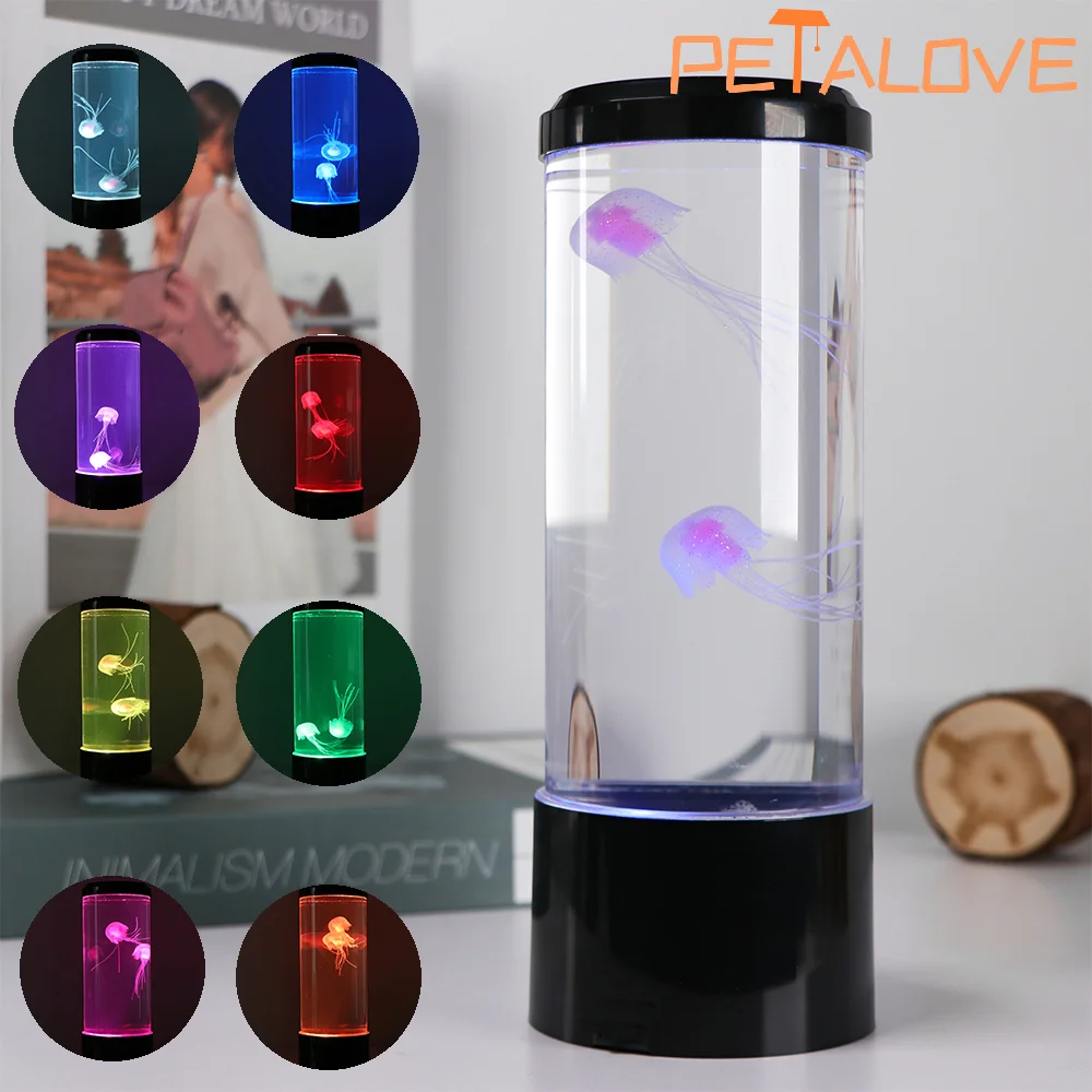 Jellyfish Lava Lamp Aquarium Ocean Night Lights 7Colors LED Jellyfish Mood Lights With For Home Bedroom Desktop Decoration Gift