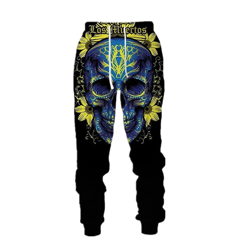 Autumn men's fashion jogging pants horror skeleton poker punk style 3D printed pants neutral street casual fitness pants Z0156