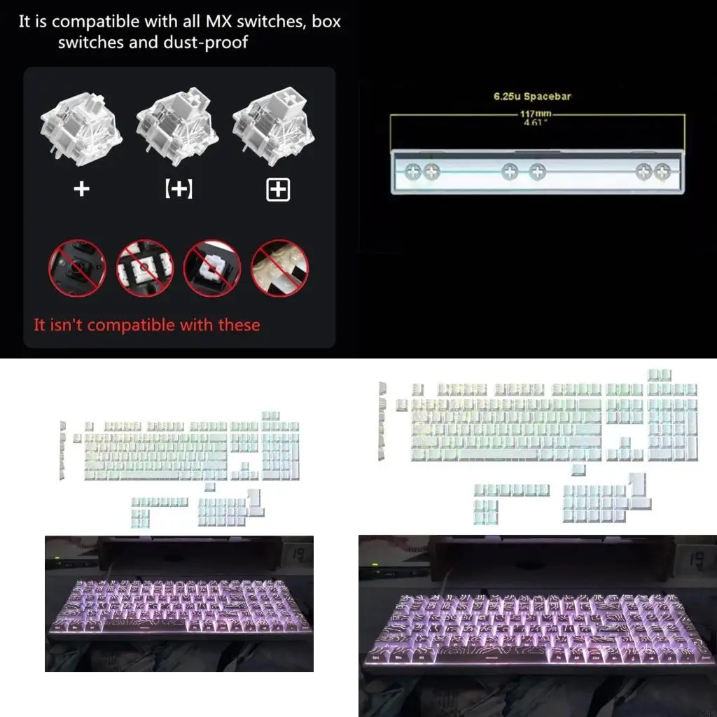 

G6DD 133Key Mechanical Keyboards Keycaps Contour4.0 Optimized Profile and AntiFade Side Lit Characters Wide Compatibility