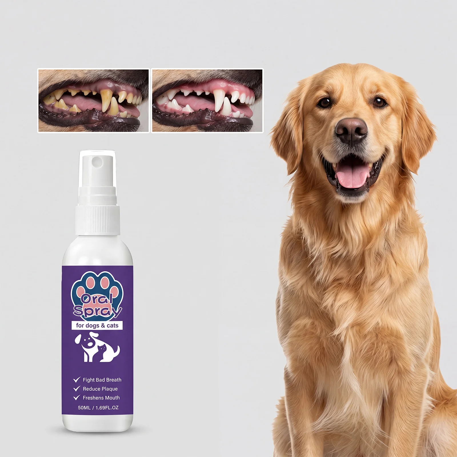 Pet Oral Spray Dental Dirt Remove Dog Plaque Bad Smell Mouth Cat Teeth Cleaning Breath Freshener Harmless Gums Healthy Care 50ml