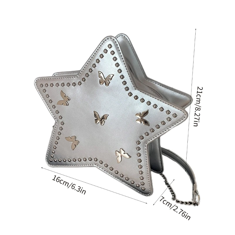 Bolso hombro creativo con forma estrella, mochila viaje, bolso informal piel sintética