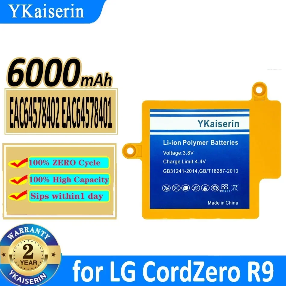 6000mAh YKaiserin Battery EAC64578402 EAC64578401 for LG CordZero R9 R9MASTER Bateria