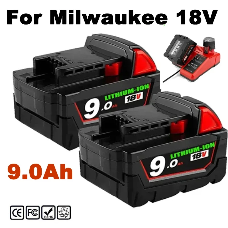 Substituição recarregável da bateria de lítio para Milwaukee M18 XC, 9.0Ah, 18V, 48-11-1860, 48-11-1850, 48-11-1840, 48-11-1820