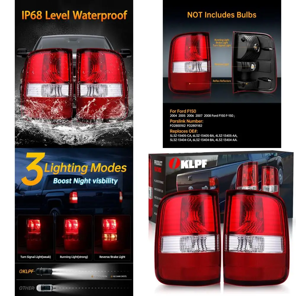 

2004-2008 Ford F-150 Red Tail Light Set, Replacement Assembly, Driver & Passenger Side, Includes Box