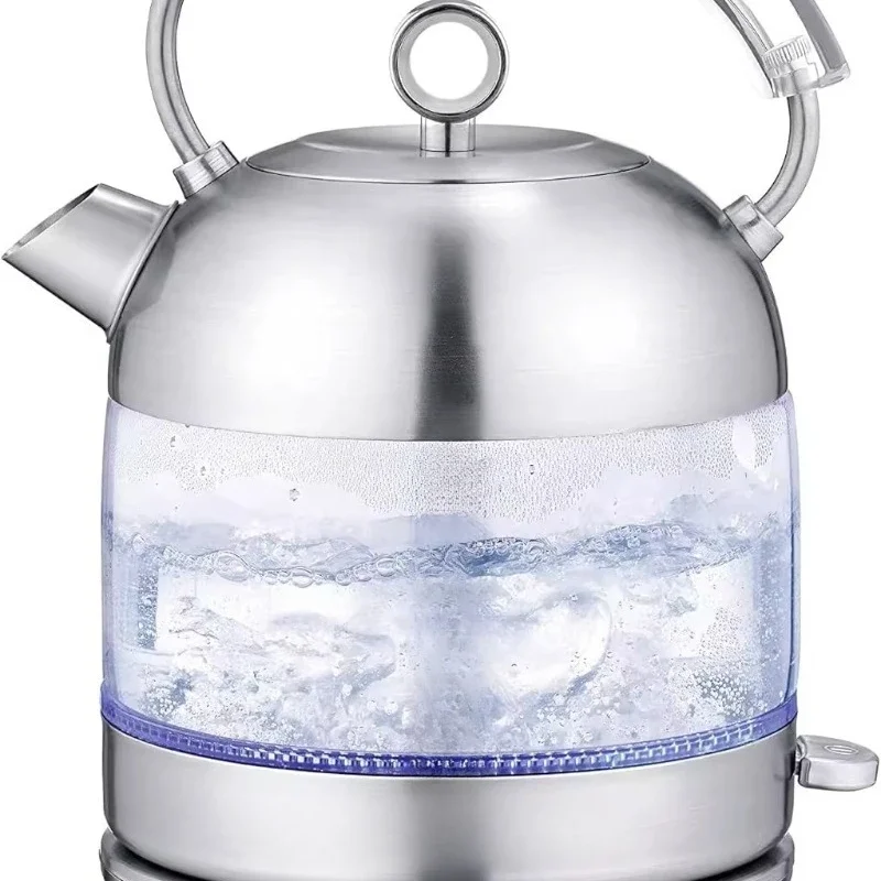 Retro high-value stainless steel, brushed glass kettle, European electric kettle