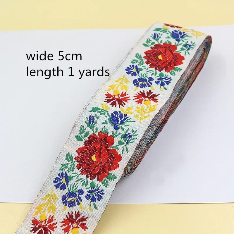 1 Yards Jacquard Ribbon Ethnic Trim Embroidered Woven Webbing Tape for Clothing Sewing Decorative