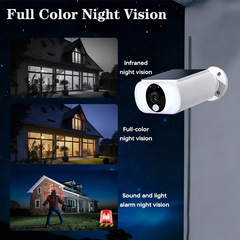 5MP Outdoor Solar Surveillance Camera Kit 4CH 4.39 Inch NVR WiFi Security Cameras Set PIR Humanoid Detection Color Night Vision