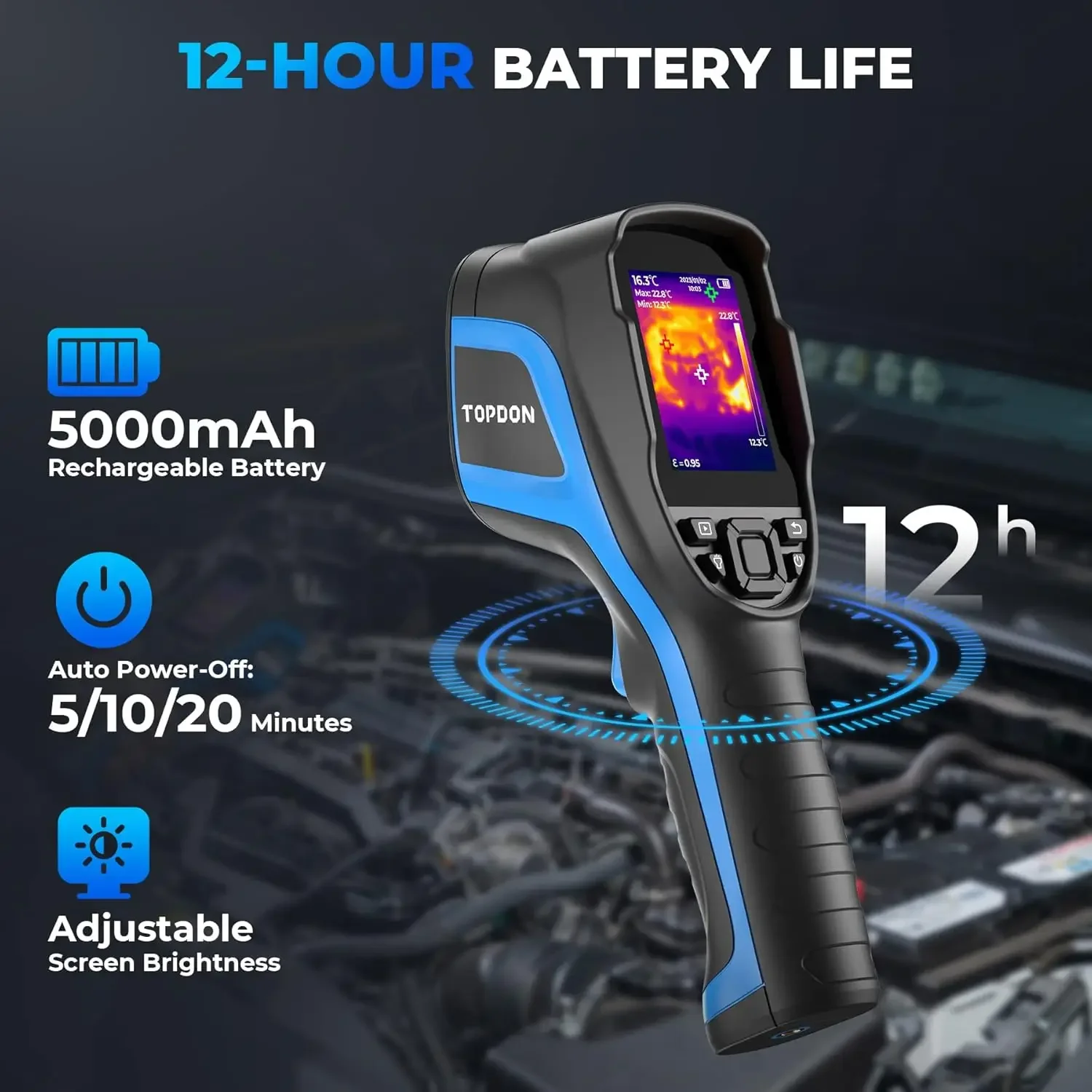 Imaging Camera, 320 x 240 TISR Resolution, 12-Hour Battery Life Handheld Infrared Camera with PC Analysis