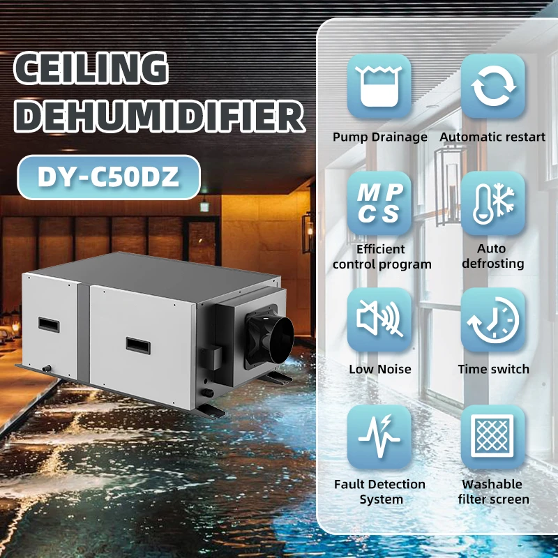 DY-C50DZ 50L adjustable humidistat ceiling mounted dehumidifier with fresh air ventilation