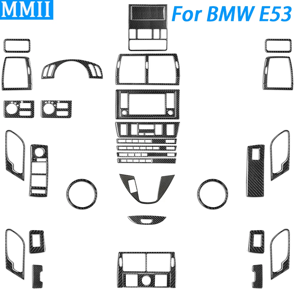 

For BMW X5 E53 2000-2006 Carbon Fiber Central Air Conditioner Outlet Vent Door Handle Speaker Radio Button Decoration Sticker