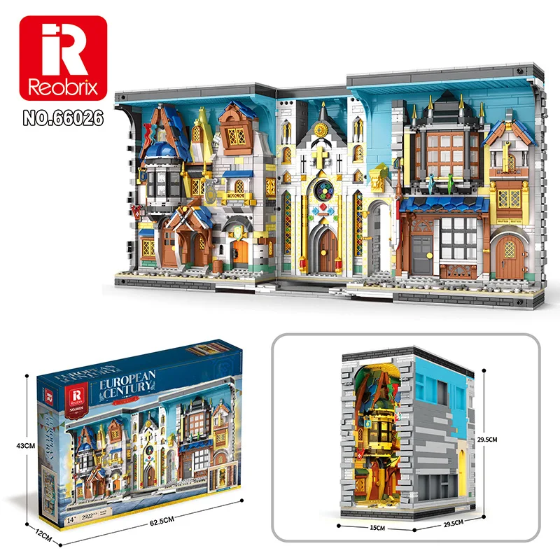 

Reobrix 66026 European Century：Book Of Market Model City Modular Street View Series DIY Toys Building Blocks Boy Gift 2922Pcs