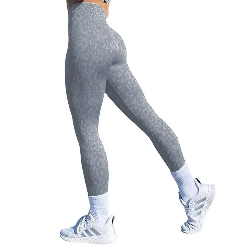 Women Seamless Leopard Leggings Knitting Gym Yoga Leggings High Waist Fitness Leggings Trainning Running Pants