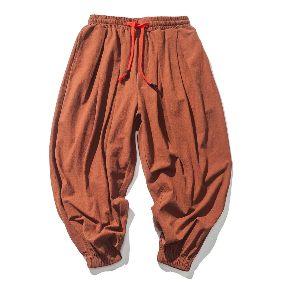 Herren Harems hose mit Bein Baumwolle Leinen hose Frühling Herbst Qualität Männer lässig baggy lose übergroße Hosen Streewear – Detail 2