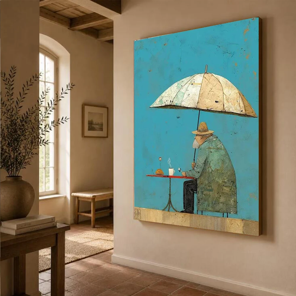 100% Handmade Abstract Oil Painting on Canvas Figure “I Enjoy Solitude” Wall Art Picture Decor Home Living Room Apartment Mural