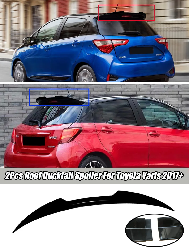 Universeller Glänzend Schwarzer 2-teiliger 99cm Auto-Dachspoiler für Toyota Yaris, Citroen C3, Opel Corsa, Peugeot 208, Benz W177, BMW E82 – Detail 1
