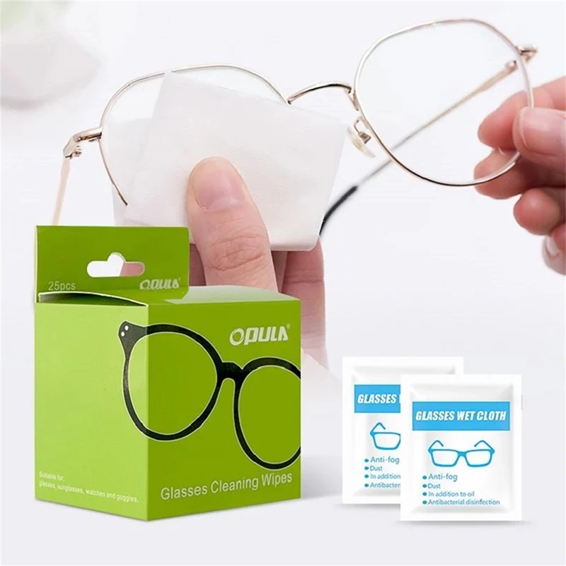 25Pcs Glasses Cleaning Wipes Anti Fog Eyeglass Wet Papers Disposable Portable Dust Remorval Wet Wipes For Eyeglasses