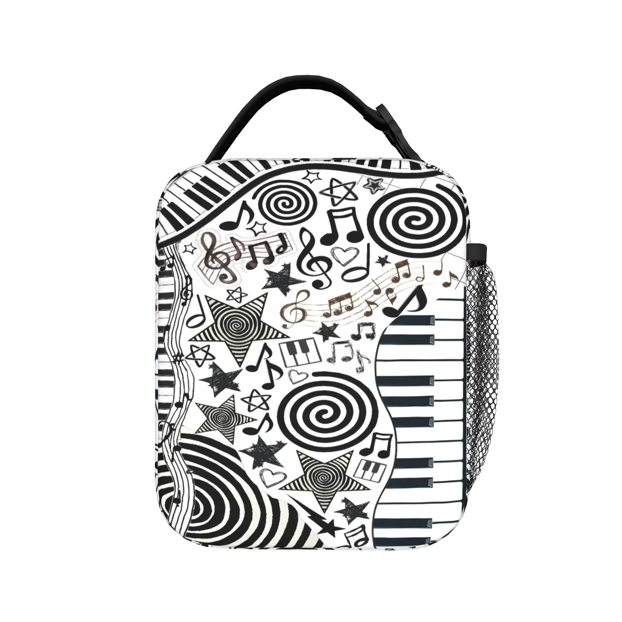 Personalized Piano Mochilas Mujer Polka Dot Lunch Bag For Men  Design Lunch Box Travel Cooler Bag Zipper Thermal Tote Handbags