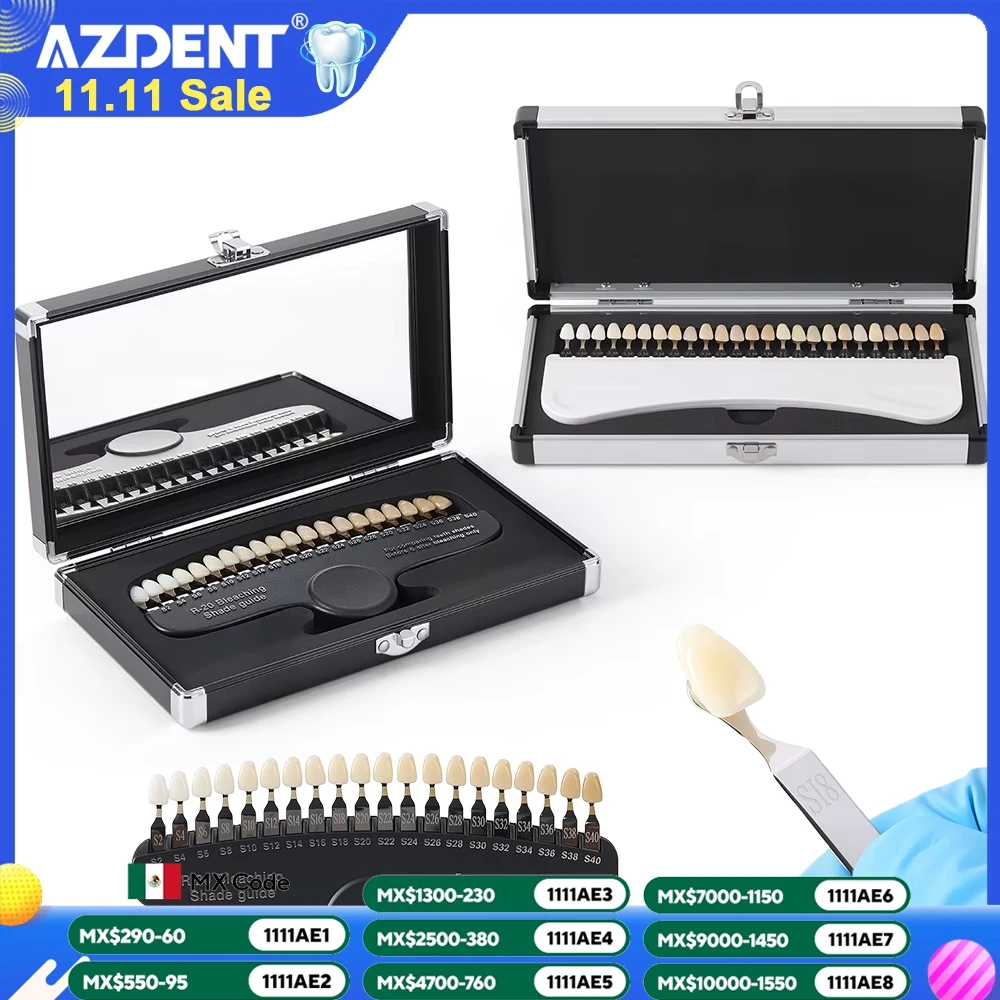 

AZDENT Стоматологическая направляющая для оттенка зубов, фарфор, 3D мастер, компаратор для отбеливания зубов, зубная направляющая, колориметрическая пластина, 20/25 цветов