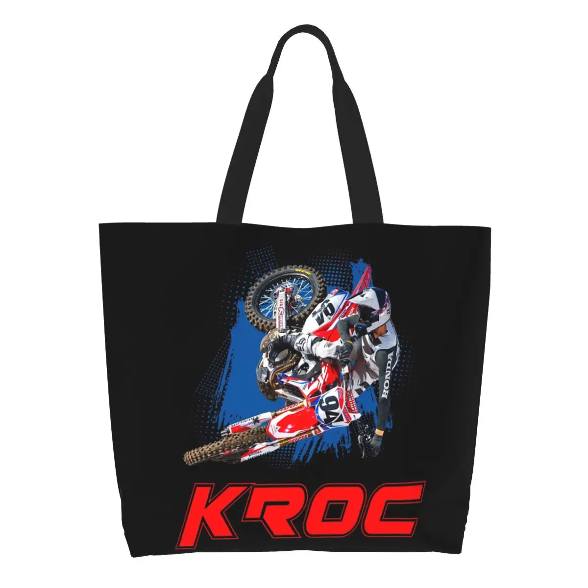 Ken KR94 Roczen Motocross Dirt Bike 94 Bolsa de compras de lona de gran capacidad, bolsos de hombro, bolso de compras para mujer