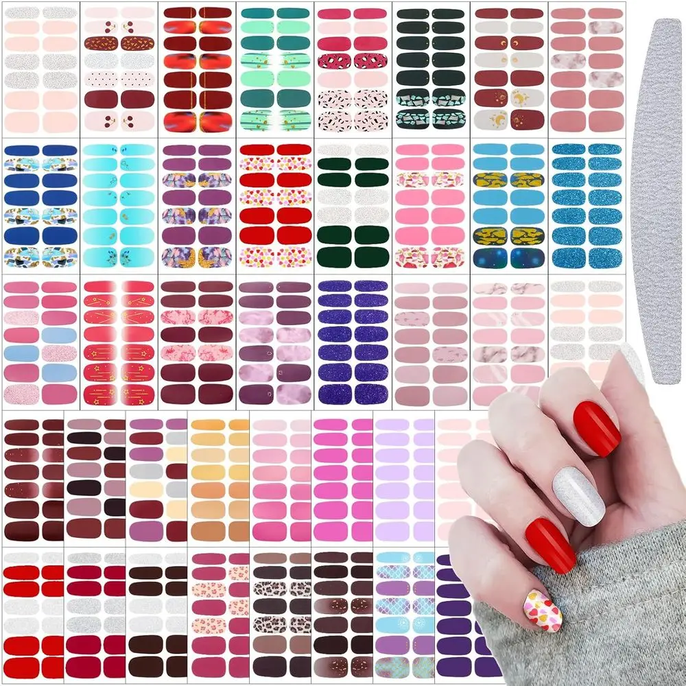 560 Pieces 40 Sheets Nail Wrap Stickers Nail Polish Strips Decals Adhesive Gel Nail Strips Art Decals for DIY Craft Decorations