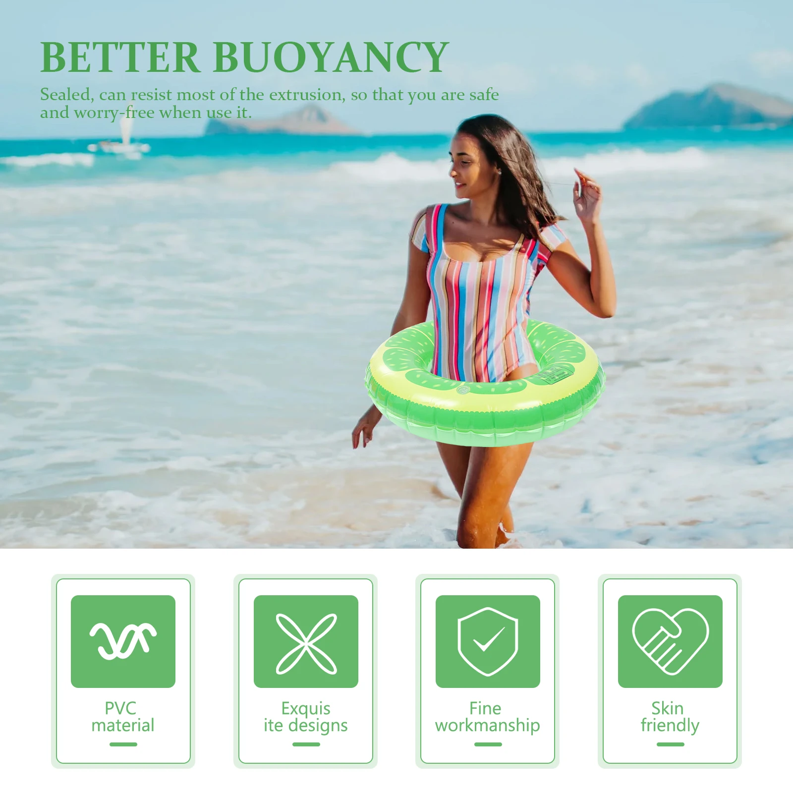 

Inflatable Swim Ring Thicken Material Practical Safe Cool Summer Swimming Pools Beaches Lakes Rivers Inflatable Swim Ring