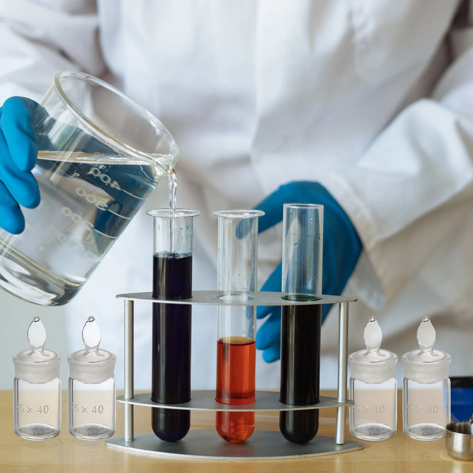 2 قطعة زجاجة وزن مسطحة منخفضة الشكل 25x40 مللي متر زجاجة الجاذبية المحددة الزجاجية معدات المختبرات حاوية ختم الزجاج لعينة