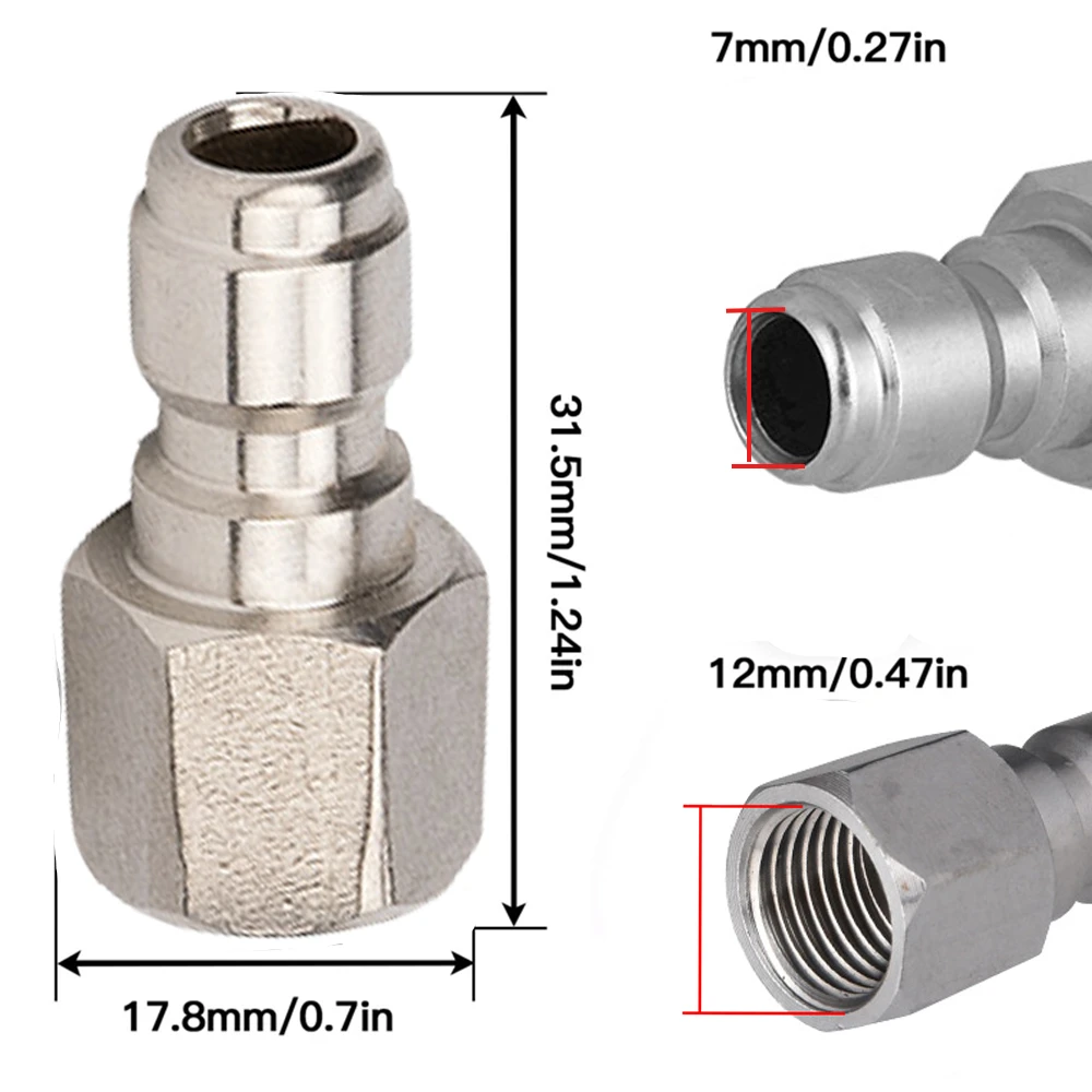 Pressure Washer Coupler 1/4 Inch Stainless Steel Quick Connect Fittings Male Female Accessories With Internal External Thread