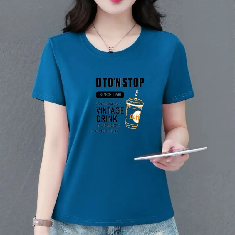 

Casual Style Loose Fit Short Sleeve T-Shirt Women's Midlife Fashionable Summer New plus Size Slimming Top for Mom