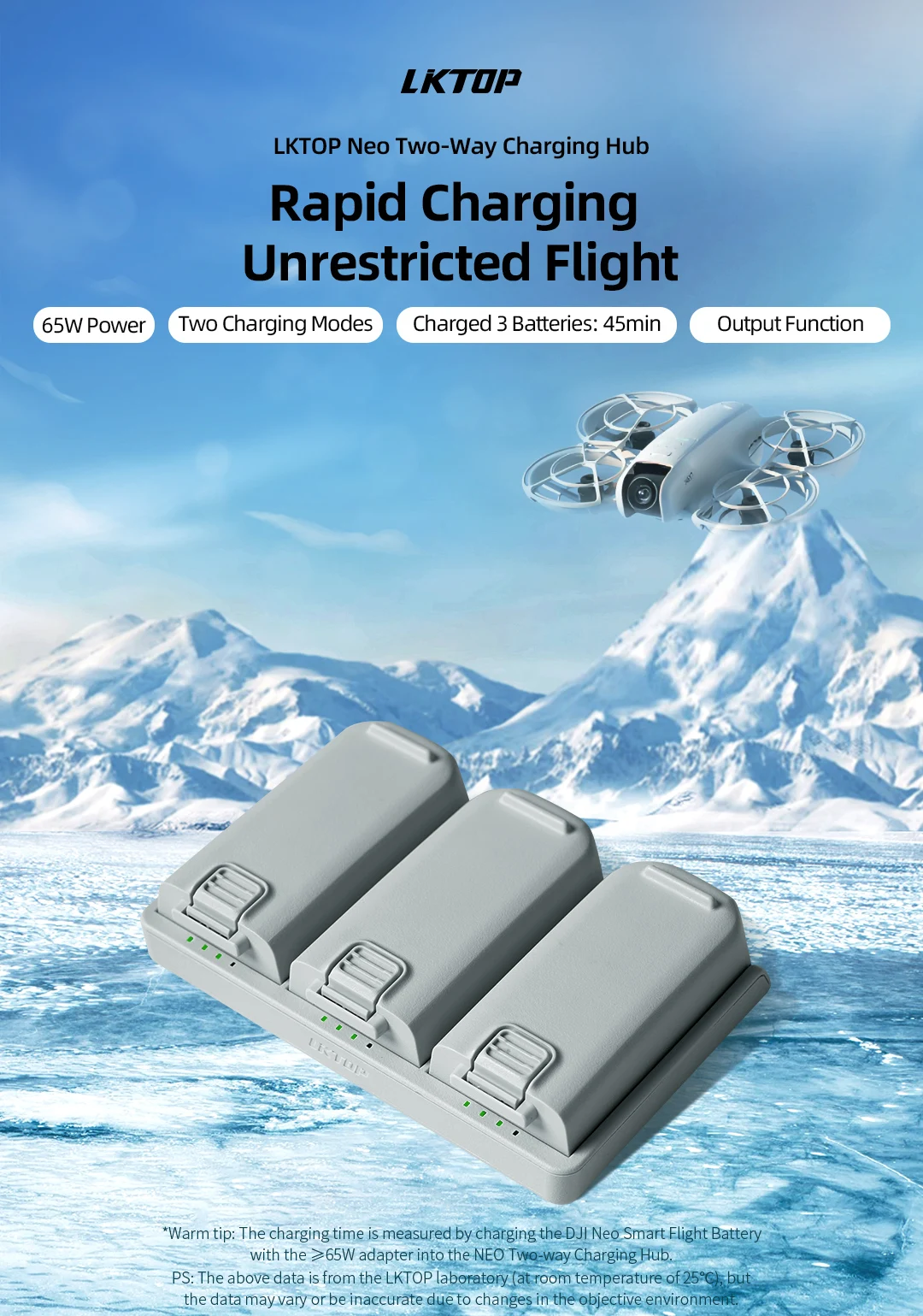 Three-way Smart Battery Charger for Neo Battery 65W Fast Charging Can Charge 3 Batteries At Same Time Accessories