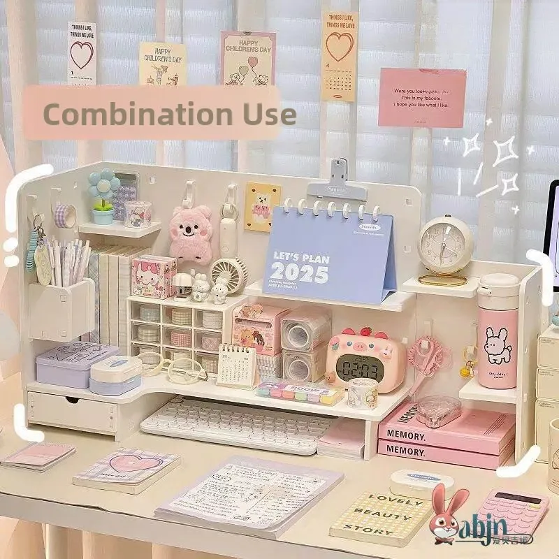 High-End Desktop Hole Board Storage Box Bookshelf Organizer Pen Holder Office Desk Corner Storage Solution Elegant Design