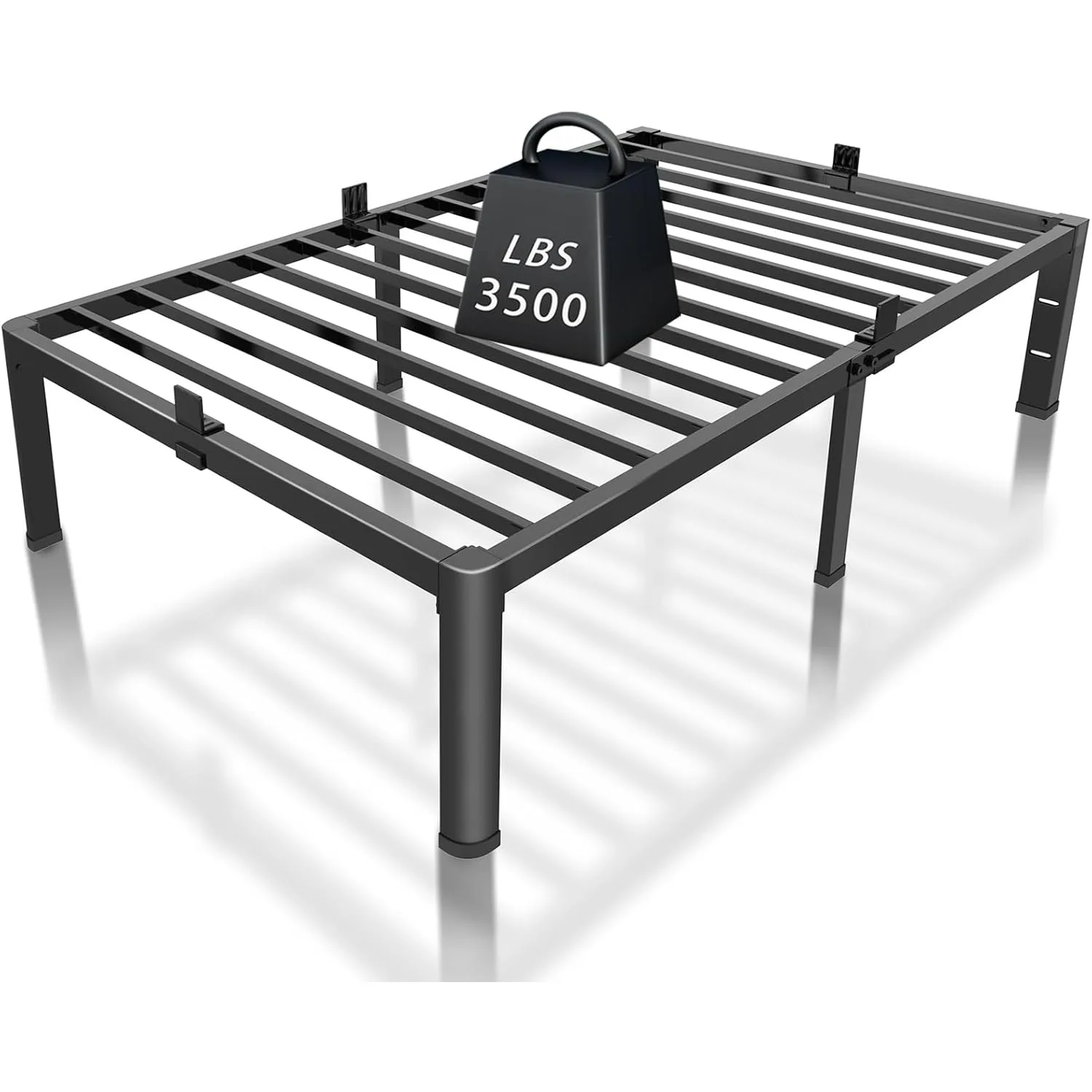 

Headboard Hole and Round Corner Legs Mattress Retainers 3500LBS Heavy Duty Steel Slats No Box Spring Needed Platform