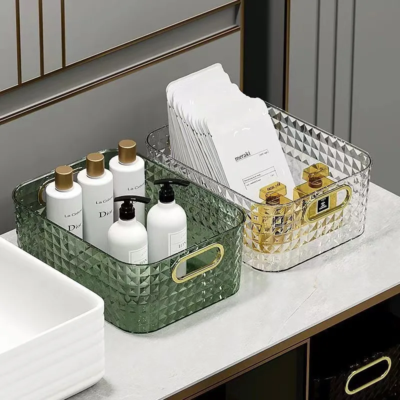 Box storage bathroom accessories Poatable With Handle Kitchen Desktop Makeup Organizers Basket Jewelry organizer Box