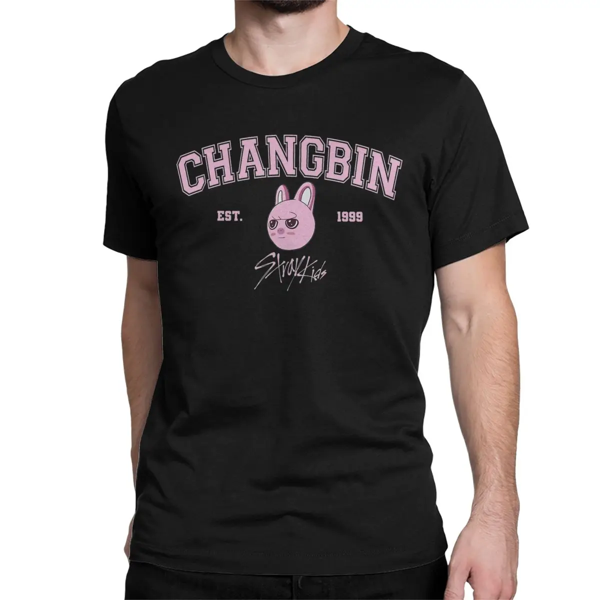 Men's T-Shirt ChangBin Cute Member Kpop Casual Cotton Tees Short Sleeve T Shirts Round Collar Clothing Adult