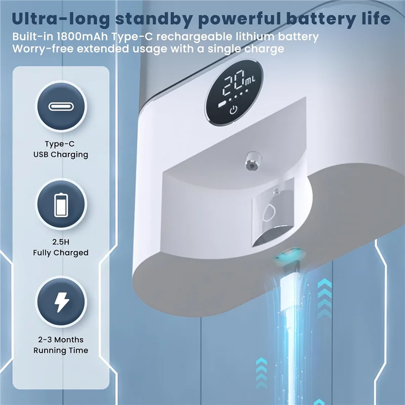 

AAAU-Automatic Mouthwash Dispenser Touch-Control Dispensing Levels Wall Mounted Rechargeable Mouth Wash Pump For Bathroom Easy T
