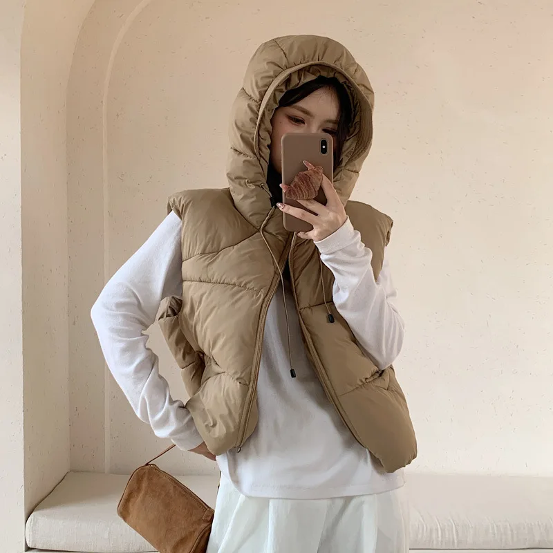 PinkyIsBlack 2025 Autumn Winter New Cotton Down Vest For Women Solid Puffer Padded Vest Sleeveless Solid Color Jacket Warm Coat