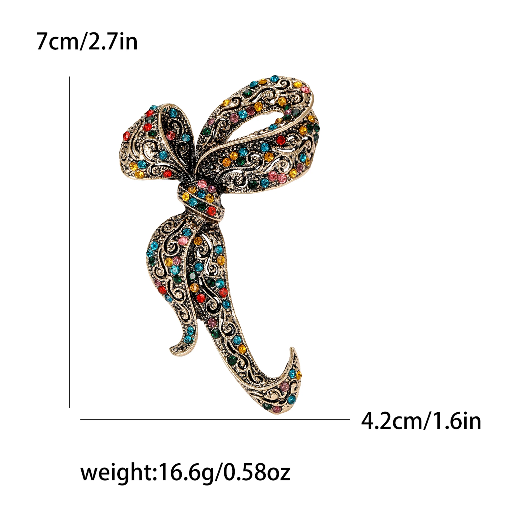 Trendy Rhinestone Bowknot Brooches for Women Rope Pins Office Party Friend Gifts Jewelry Accessories