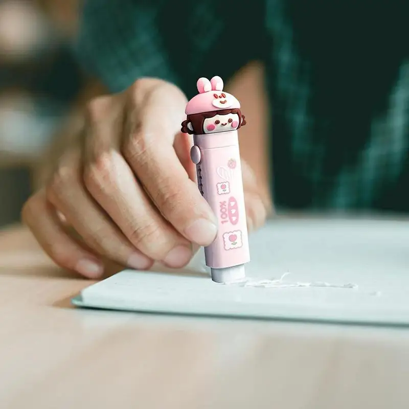 Sliding Retractable Eraser | Cute Pattern Retractable Eraser Pen | Sliding Erasers Eraser Stick Click Erasers Retractable for St