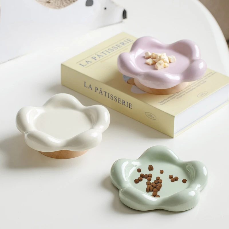 2027 Pet Ceramic Bowl Cervical Spine Protection Cat Bowl Cat Food Snack Bowl Pet Dinner Plate Dog Food Bowl Pet Snack Tray