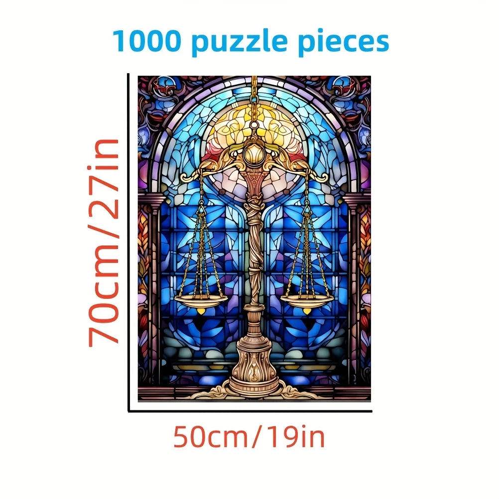 1000pcs Stained Glass Balance Scale Puzzle - Large Paper Jigsaw Game for Adults, Family Interaction & DIY Home Decor, Challeng