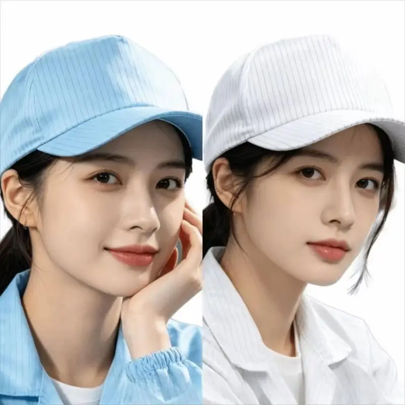Antistatic Baseball Cap Sweat Absorbent Breathable Dustproof Hair Shedding Proof Hat for Factory Staff Workplace Use