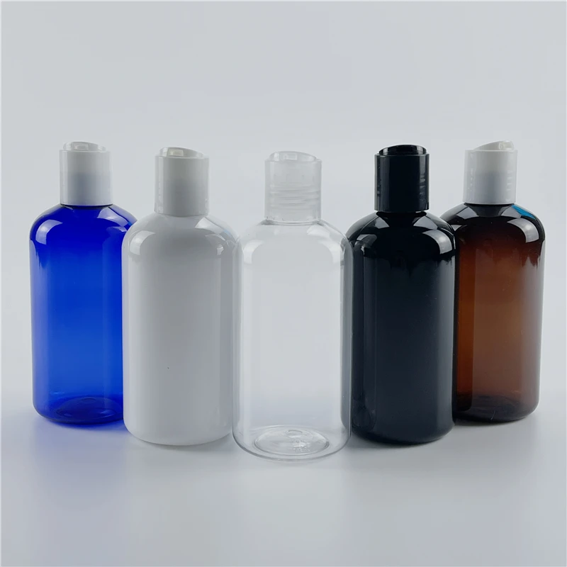 

Black White Brown 250ML X 24 Empty Plastic Cosmetics Lotion Bottle With Disc Screw Lid Shampoo PET Containers Shower Gel Bottles