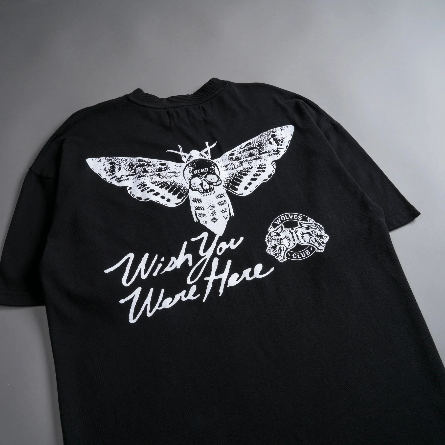 WISH YOU WERE HERE  Men T-Shirts Brand American Heavy Weight Large Size T-shirt Pure Cotton Gym Short Sleeve Unisex Hip Hop Tees