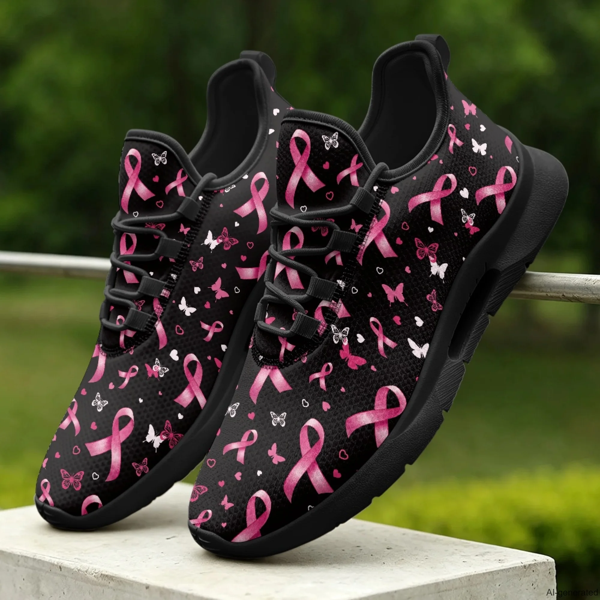 XIXIRIMIDO Tenis Feminino Lace-up Casual Shoes Nurse Sneakers Man Shoes Breast Cancer Pink Ribbon Women's Sneakers 35-48
