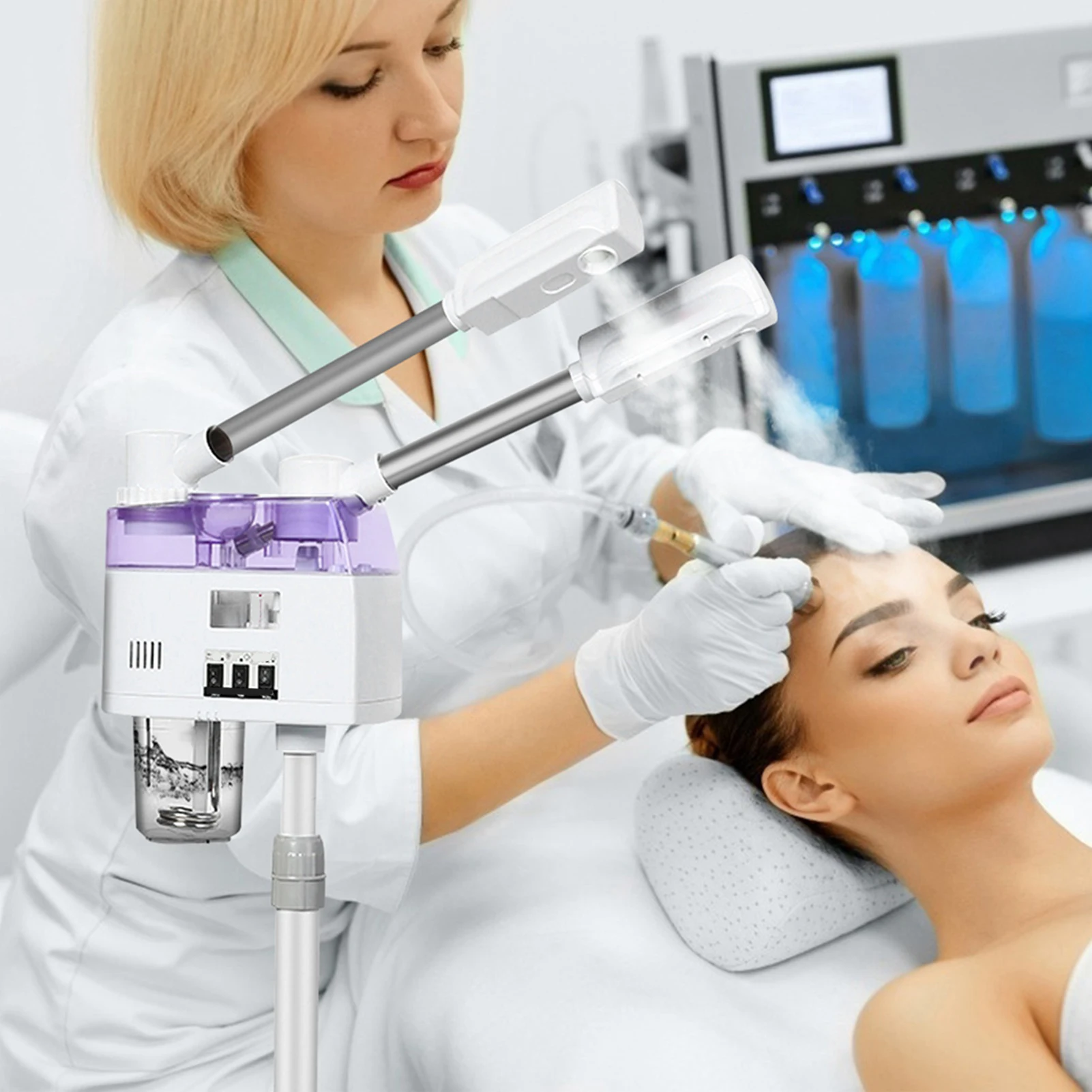 

Hot and Cold Spray Machine Facial Steamer Home Spa Ozone Steaming Ion Sparyer Skin Beauty